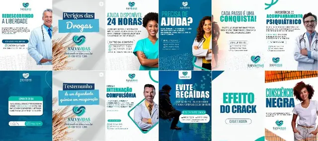 Feed do Instagram da Clínica Salva Vidas, clínica de reabilitação, criado pela Comunikativa