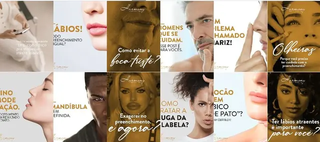Feed do Instagram da Harmony, clínica de beleza e estética, criado pela Comunikativa
