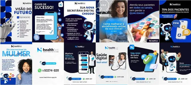 Feed do Instagram da Health Bot, sistema de atendimento para medicina, criado pela Comunikativa